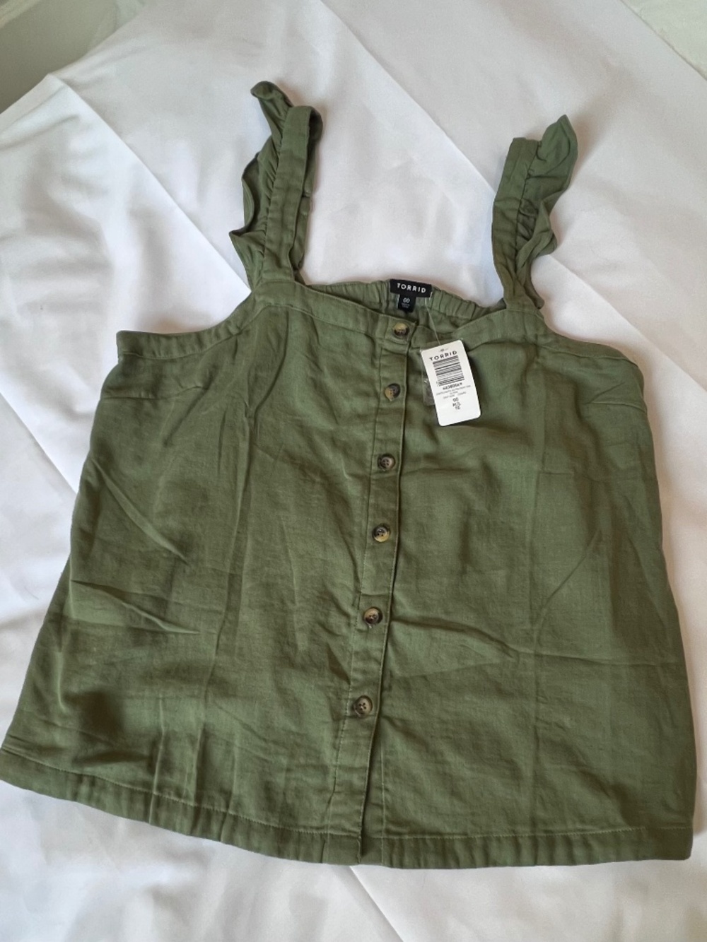 Torrid olive green tank top with button-front detailing